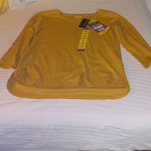 Kirkland signature slub tee 3/4 sleeve gold color  size s